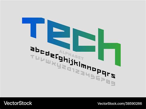 Technology style font Royalty Free Vector Image