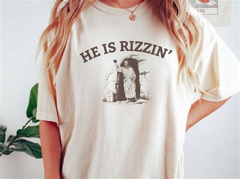 He Is Rizzin Funny Easter Shirt Of Jesus Taking A Tomb Selfie Retro