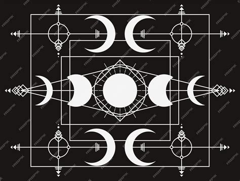 Premium Vector | Moon phases alchemy magic symbols decorative background