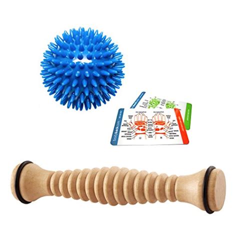 מוצר Body Back Company S Foot Therapy Combo Wooden Foot Roller And Blue Porcupine Massage