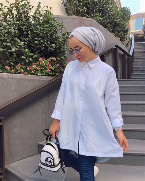 21 Inspiring Looks To Wear The White Shirt Hijab Fashion Inspiration