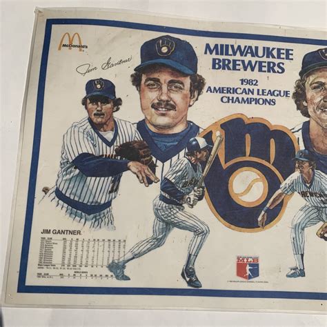 1982 Milwaukee Brewers Ronald McDonald House Placemat McDonalds MLB