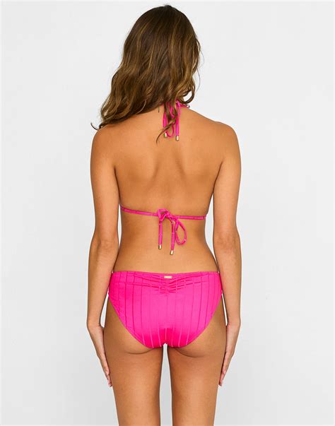 Emma Triangle Bikini Top In Pink Shiny Wide Rib Beach Bunny Beach Bunny Swimwear