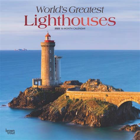 World S Greatest Lighthouses 2025 12 X 24 Inch Monthly Square Wall