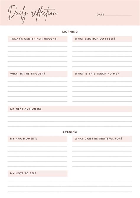 Daily Planner Printable Daily Reflection Check In Template Instant