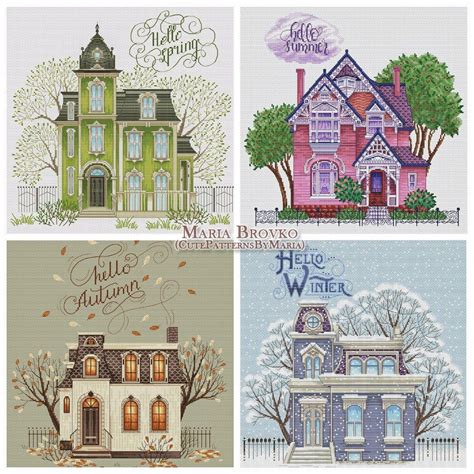 All Of Season Houses Cross Stitch Pattern Dmc Chart Pattern