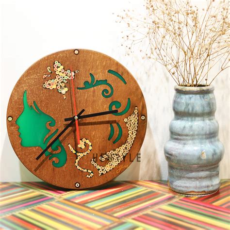 Polyhymnia Muse Resin Colored Pencil Wood Wall Clock Henry Le Design