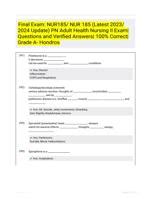 Final Exam NUR185 NUR 185 Latest 2023 2024 Update PN Adult Health