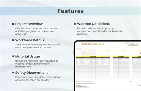 Construction Daily Report Template in Excel, Google Sheets - Download ...