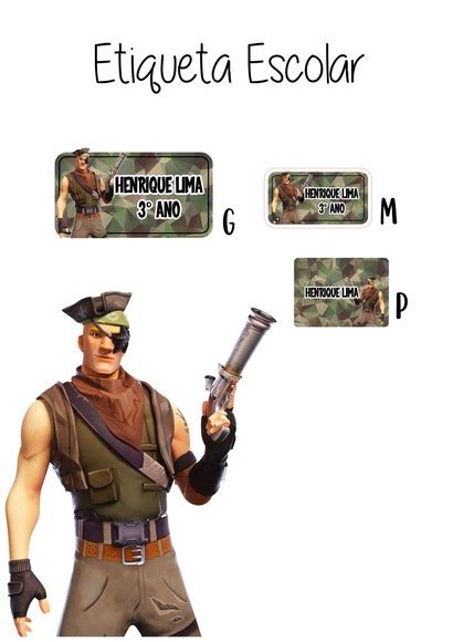 Etiqueta Escolar Fortnite Kit Elo Produtos Especiais