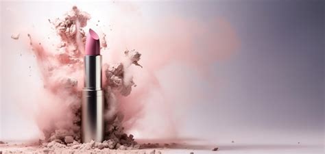 Premium AI Image Generative AI Nude Beige Color Lipstick Beige And Pink Powder Splashes And