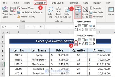 How To Control Multiple Cells With Spin Button In Excel