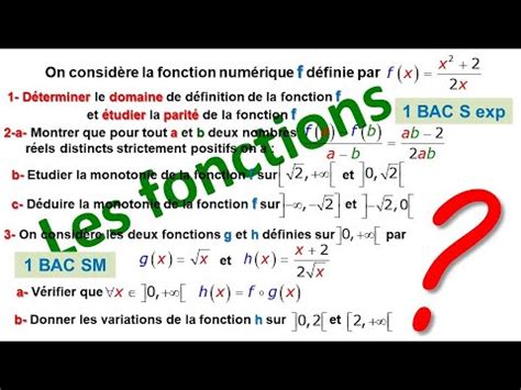 Exercice Sur Les Fonction Niveau Bac Youtube