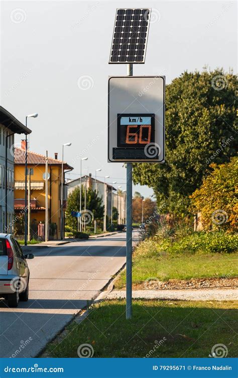 Speed Limit Digital Sign Powered By Solar Energy Stock Image Image