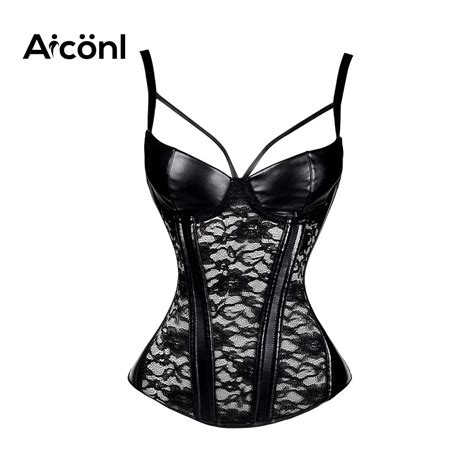 Beonlema Black Faux Leather Corset Top Bras Gothic Clothes Women Sexy