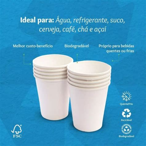 copo papel 110ml termico biodegradavel kraft 100 unid Outlet do Café