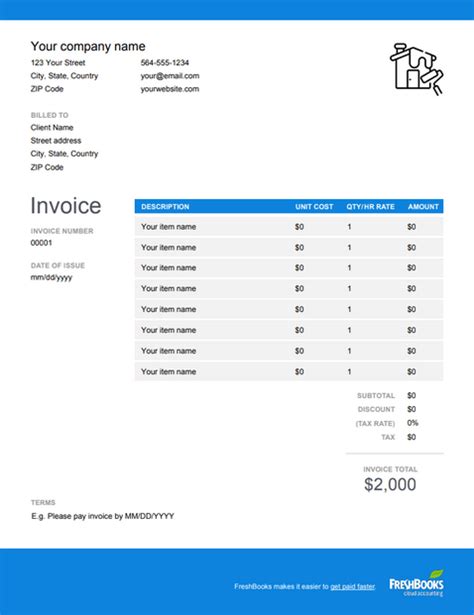 Painting Invoice Template Get Free Templates Freshbooks