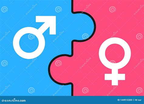 Puzzle Man And Woman Male And Female As Complementary Sex And Gender Vector Illustration