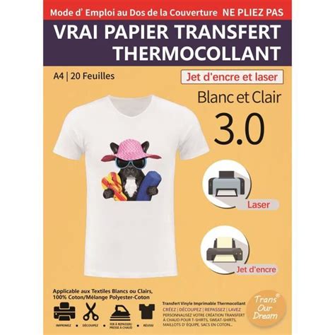 Transourdream A X Feuilles Papier Transfert Thermique Pour Textile