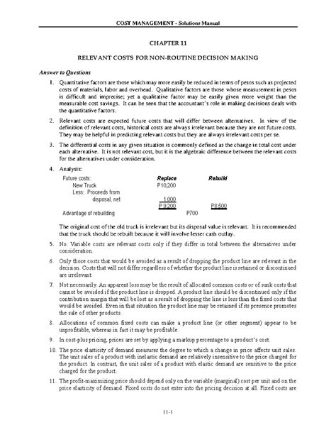 Chapter Scm Answer Keys Exercises And Problems Strategic Cost