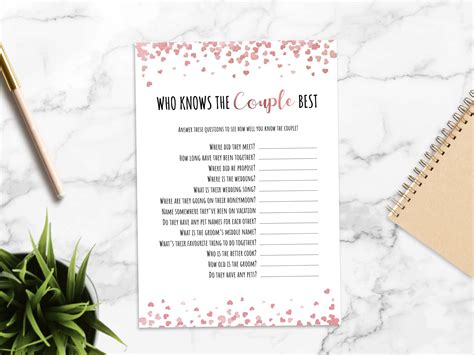 Who Knows The Couple Best Game Bridal Showers Game Hen Etsy