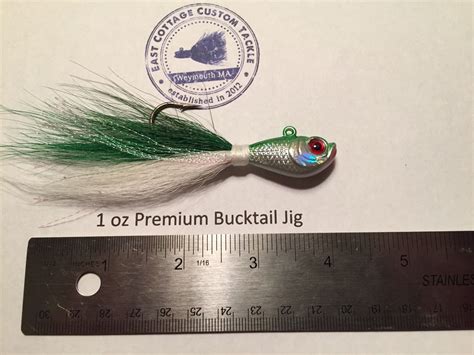 Premium Ultra Minnow Bucktail Jig Oz Green Chrome Striped Bass Blue