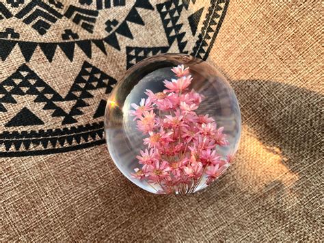 Epoxy Resin Art Real Flower Resin Sphere Desk Decor Little Etsy