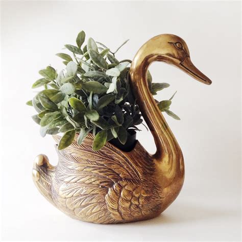 Vintage Brass Swan Planter Large By Airfare On Etsy