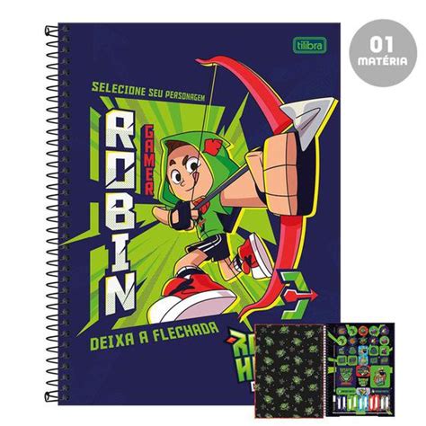 Caderno Espiral Univ Robin Hood Azul Mat Ria Fls Tilibra Caderno