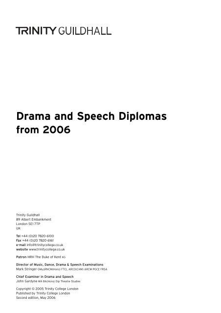 Drama And Speech Diplomas Trinity College London