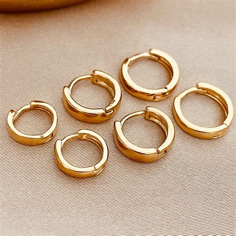 3 Pairs Gold Hoop Earrings Set, Stacking Earrings Set of Three, Gold ...