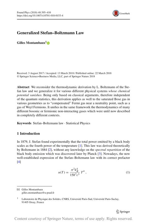 Generalized StefanBoltzmann Law