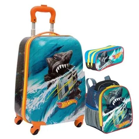 Kit Malinha Mala Escolar Hot Wheels G Pc Sestini Parcelamento Sem Juros