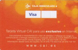 Bank Card Tarjeta Virtual CAI Caja De Ahorros De La Inmaculada