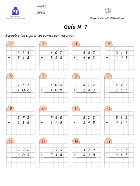 Guia N°1 Adición Y Sustracción 2 0 Pdf