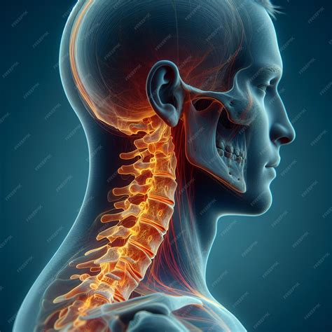 Human cervical spine 3D rendering illustration | Premium AI-generated image