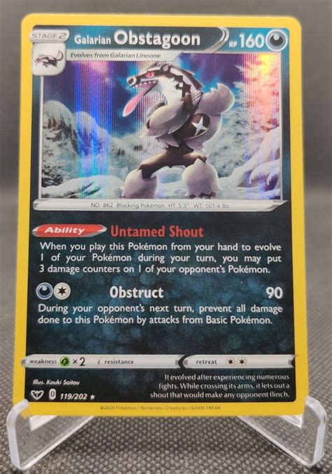 Pokemon TCG Galarian Obstagoon 119 202 Sword Shield Holo Foil Rare