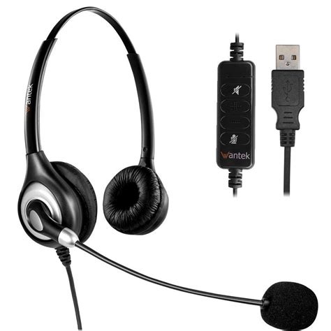 Wantek Auriculares Usb Est Reo Con Micr Fono Con Cancelaci N De Ruido Y