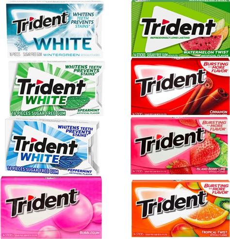 VIMIX Trident Gum 14ct 16ct Boxes Bubble Gum White Wintergreen