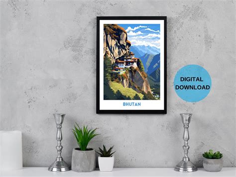 Bhutan Dreamscape Travel Wall Art Enchanting Bhutan Artwork Bhutan Travel Poster Mystical Bhutan ...