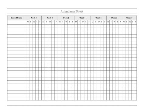 Printable Attendance Sheet Template Free Download And Print For You