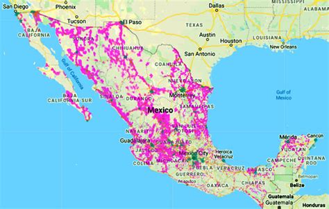 At T Mexico Coverage Map Vector U S Map