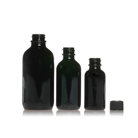 4 Oz Black Boston Round Glass Bottle