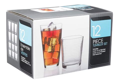 Ringed Glass Tumbler Set 12 Pcs Canadian Tire