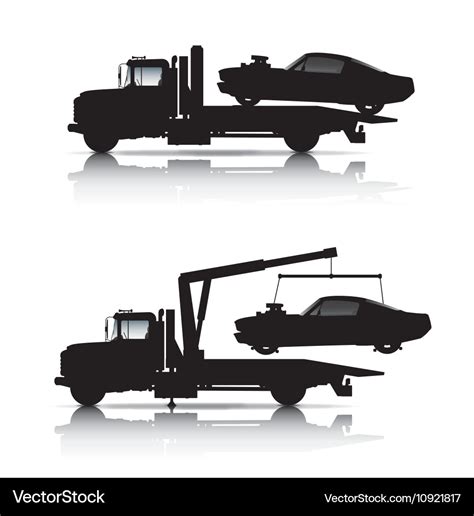 Tow Trucks Silhouettes Royalty Free Vector Image