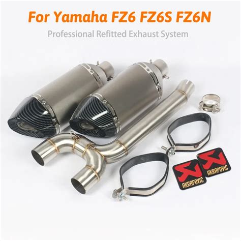 FZ6S FZ6N Motorcycle Exhaust Muffler Pipe Mid Pipe Slip On For