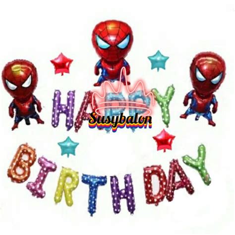 Jual Paket Dekorasi Happy Birthday Karakter Spiderman Shopee Indonesia