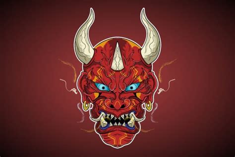 Red Fire Oni Japanese Demon Vector Graphic By Eija Inspire · Creative