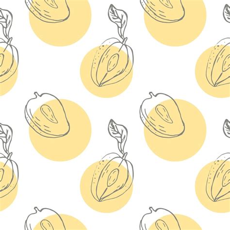 Premium Vector Seamless Pattern With Mango Tropical Fruit Background