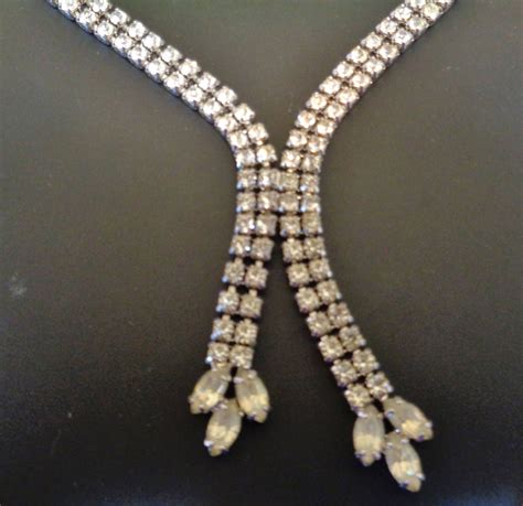 Stunning Rhinestone Y Necklace Vintage 1960s Etsy Vintage Necklace